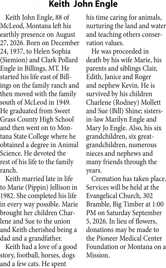 Celebration of Life, Keith John Engle