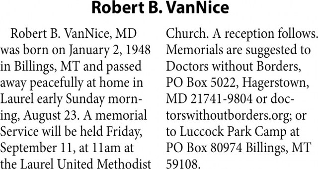 In Loving Memory, Robert B. VanNice