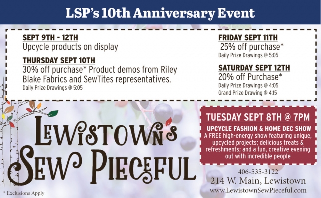 Discounts You Can't Miss, Lewistown's Sew Pieceful, Lewistown, MT