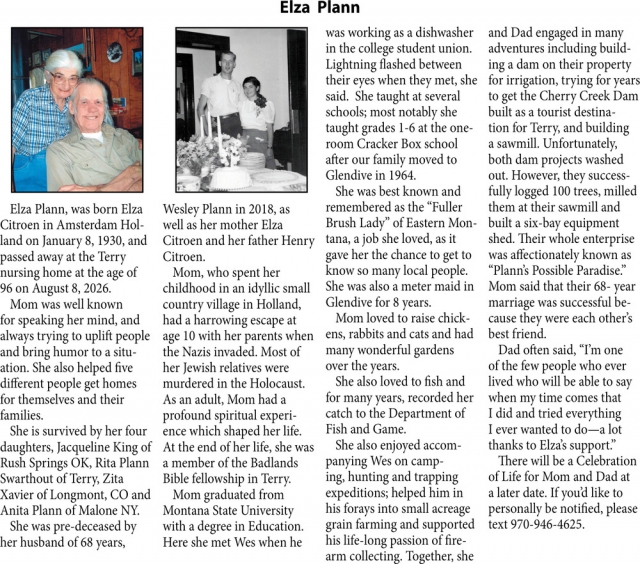 Celebration of Life, Elza Plann
