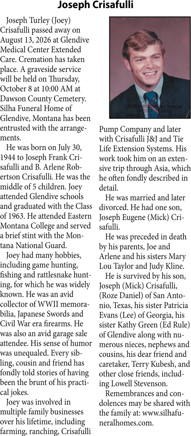 Celebration of Life, Joseph Crisafulli