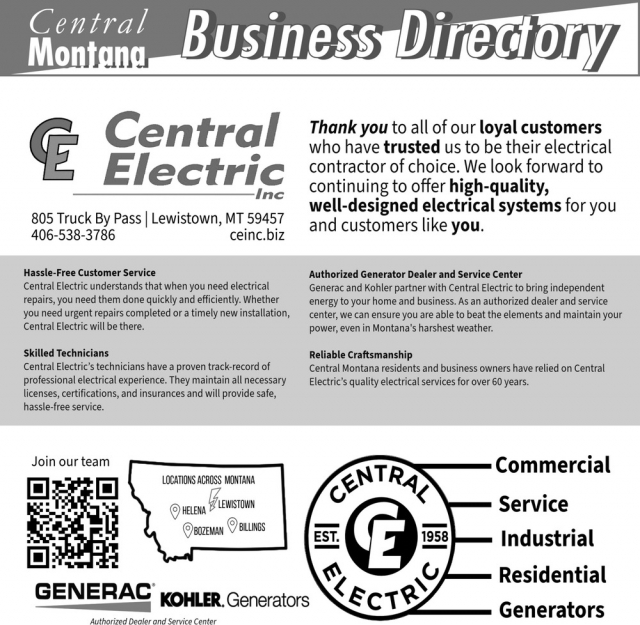 Trusted Electricians , Central Electric Inc, Lewistown, MT