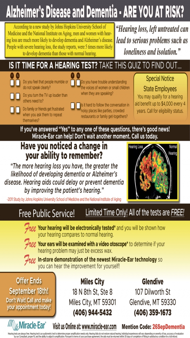 Free Hearing Test Today,  Miracle-Ear / Miles City - Glendive, Glendive, MT