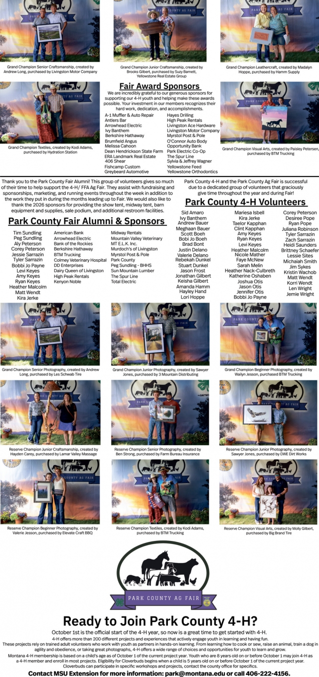 Thank You for Believing in Us  , Park County 4-H, Livingston, MT