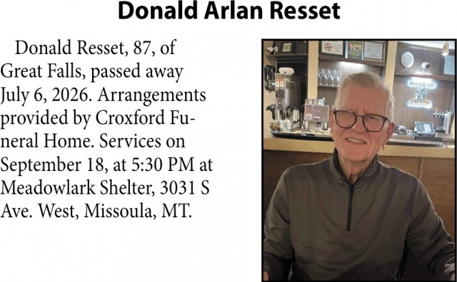 Celebration of Life, Donald Arlan Resset
