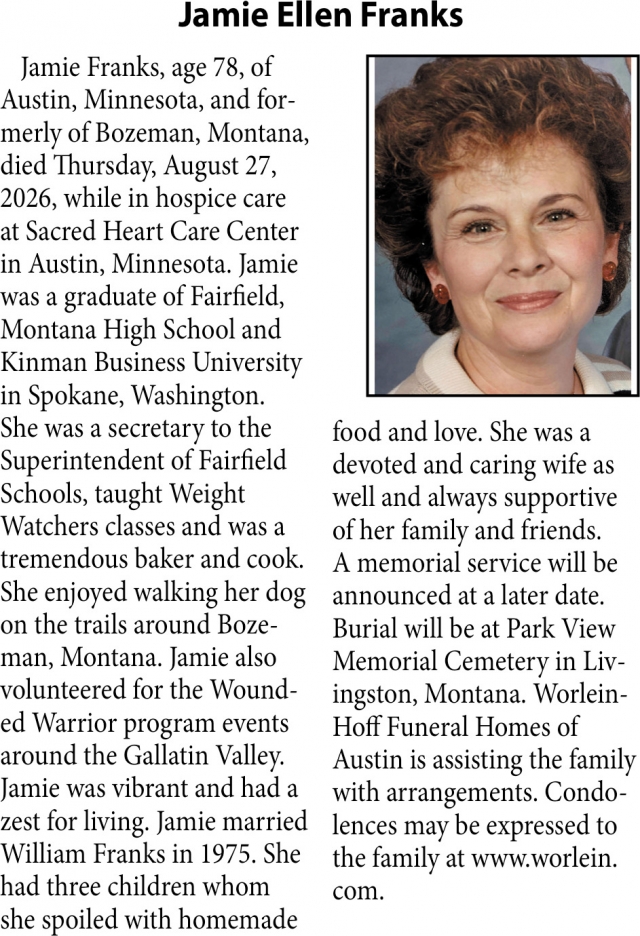 In Loving Memory , Jamie Ellen Franks