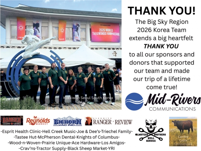 Thank You Community, Big Sky Region 2026 Korea Taekwondo Team
