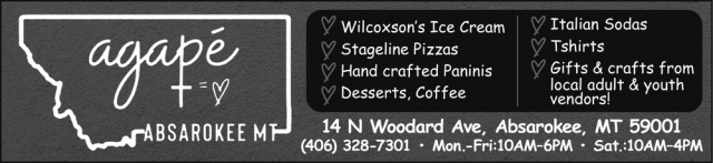 Coffee, Ice Cream, More, Agapé Gifts & More, Absarokee, MT