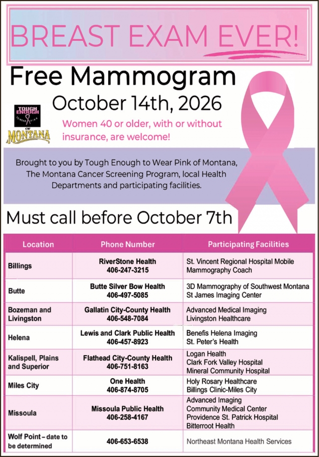 Book Your Free Exam Now, Free Mammogram Day — October 14, 2026