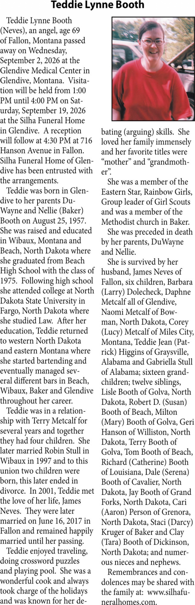 In Loving Memory, Teddie Lynne Booth