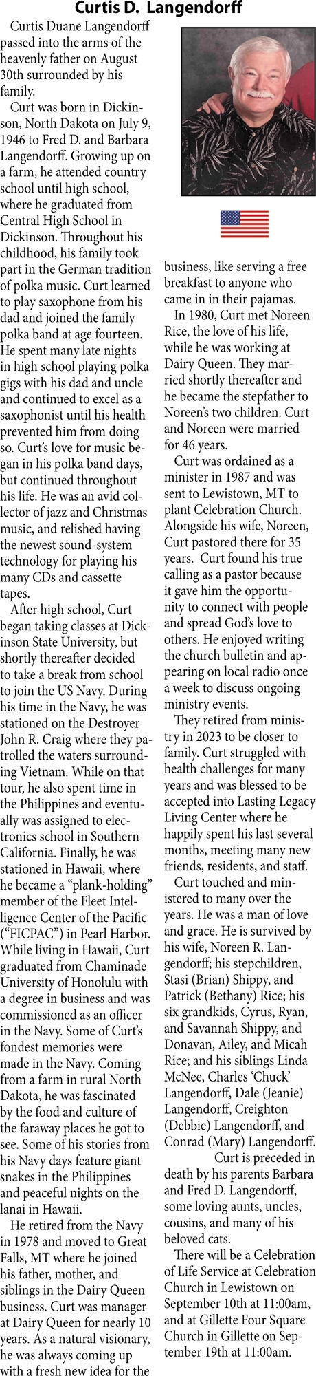 In Loving Memory, Curtis D. Langendorff
