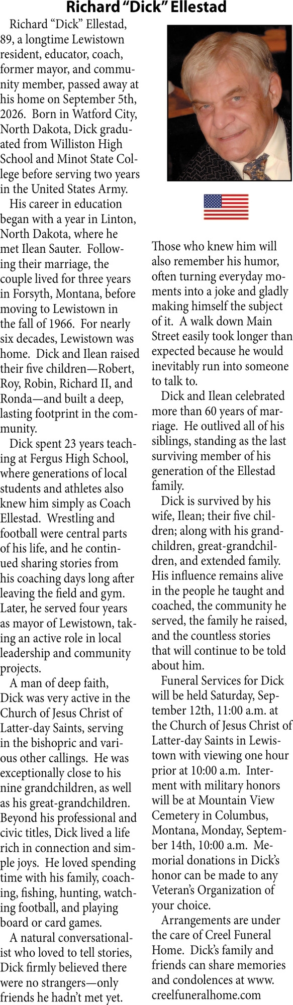 In Loving Memory, Richard "Dick" Ellestad