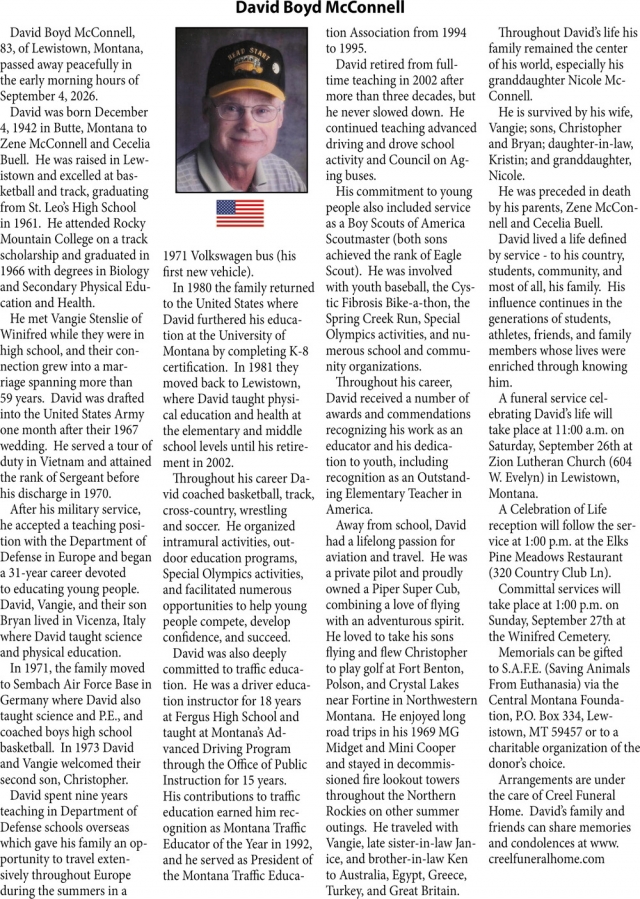 In Loving Memory, David Boyd McConnell