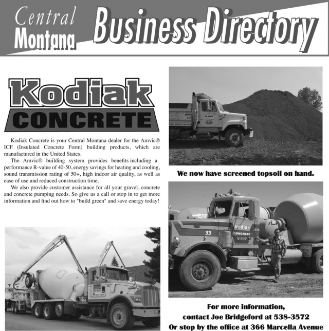 Licensed Concrete Contractors, Kodiak Concrete, Lewistown, MT