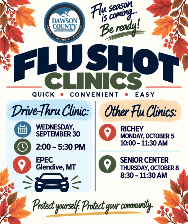 Book Your Shots Today, Dawson County Health Department, Glendive, MT