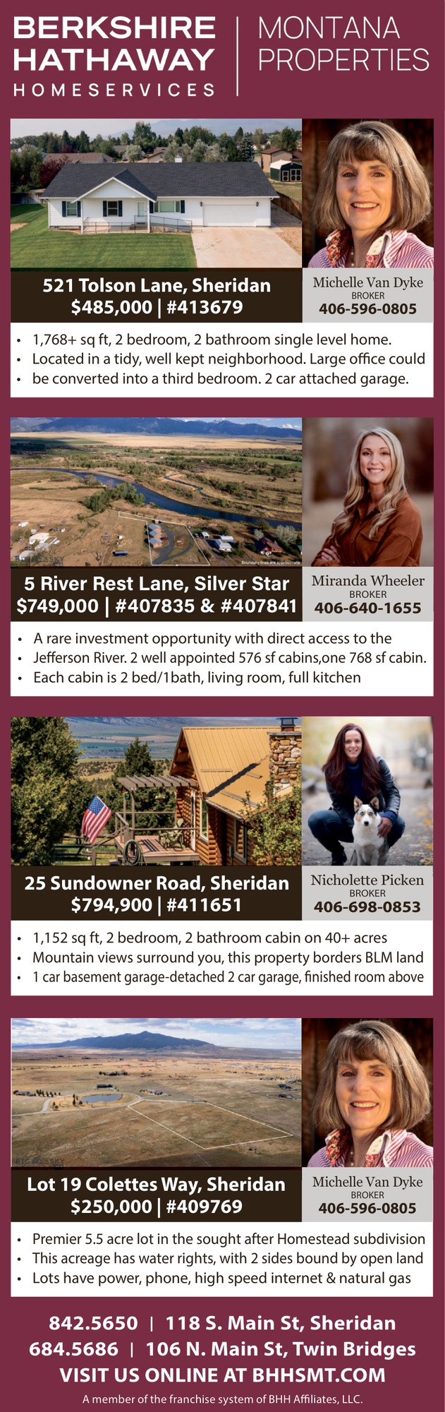 New Listing, Don't Miss Out, Michelle Van Dyke / Nicholette Picken / Miranda Wheeler - Berkshire Hathaway HomeServices Montana Properties