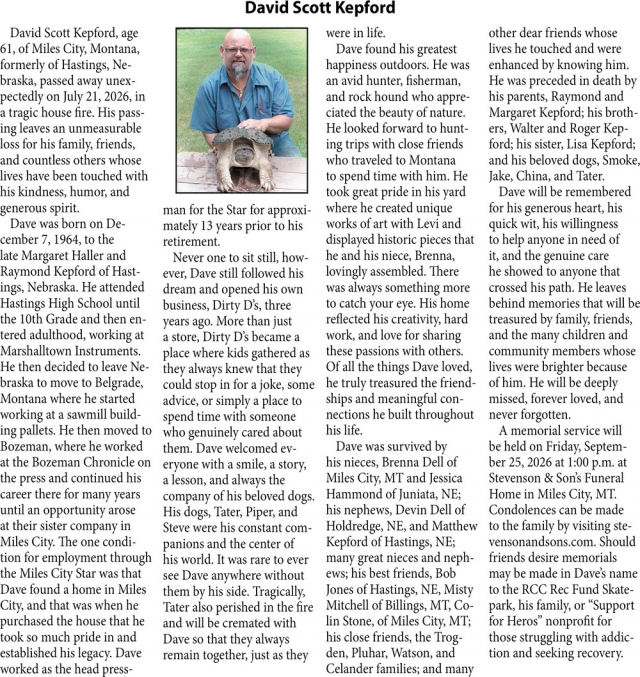 In Loving Memory, David Scott Kepford