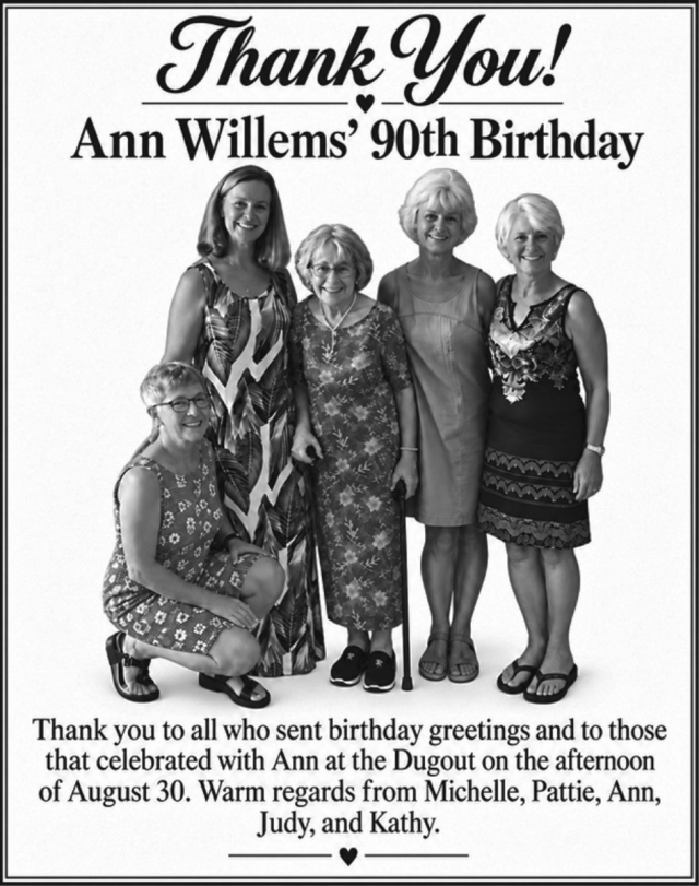 Thank You Everyone!, Ann Willems, Big Timber, MT