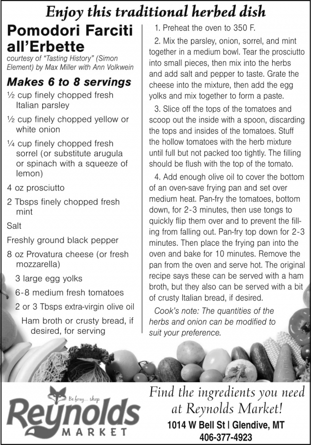 Find Fresh Ingredients Here, Reynolds Market, Sidney, MT