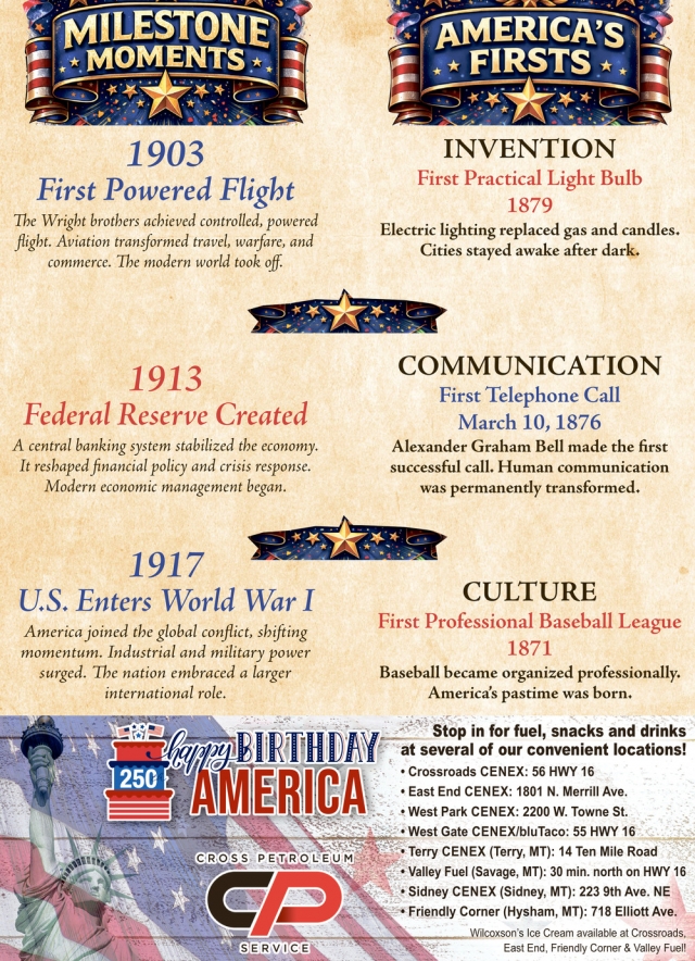 250 Years of American History, Cross Petroleum, Glendive, MT