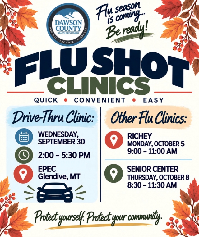 Book Your Shots Today, Dawson County Health Department, Glendive, MT