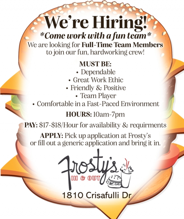 Full-Time Team Member, Frosty's, Glendive, MT