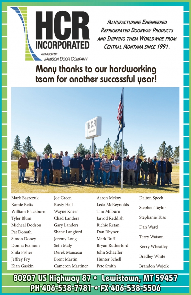 Thank You, Hardworking Team!, HCR, Inc, Lewistown, MT