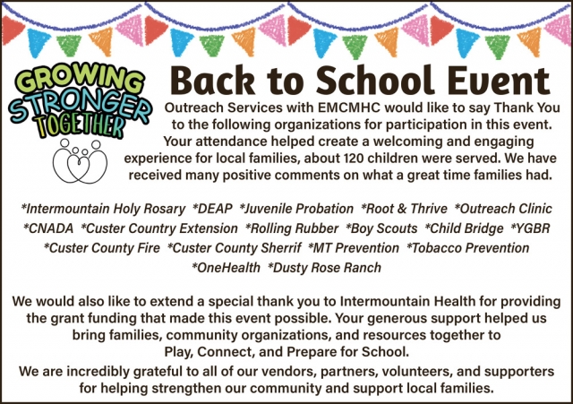 Thank You, Community Partners!, Outreach Services with EMCMHC