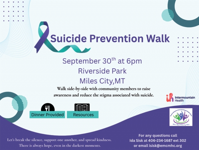 Join Our Awareness Walk, Suicide Prevention Walk - September 30, 2026