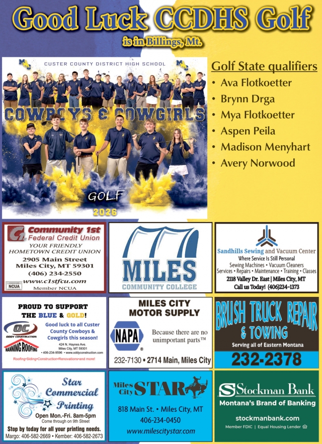 Good Luck Golf Team!, Custer County District High School