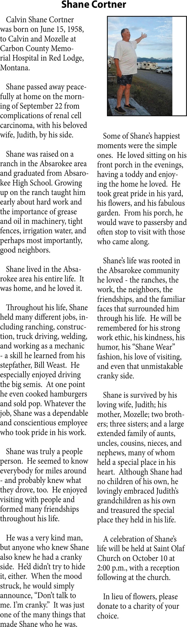 In Loving Memory, Shane Cortner