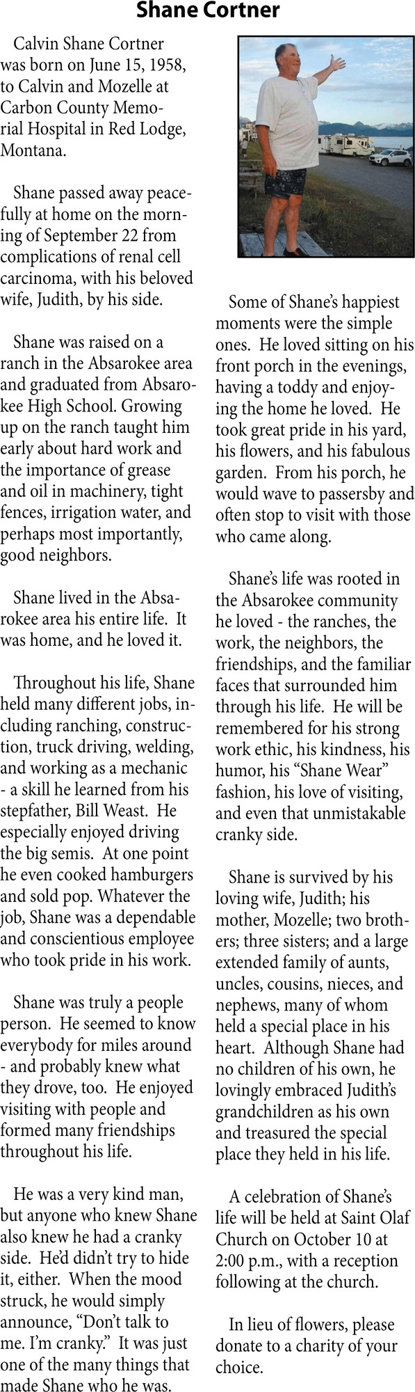 In Loving Memory , Shane Cortner