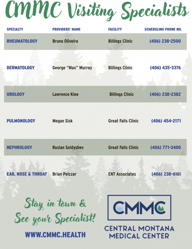 Book Your Specialist Visit, Central Montana Medical Center, Lewistown, MT
