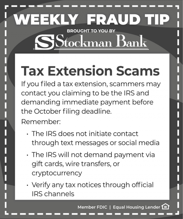 Protect Yourself From Fraud, Stockman Bank
