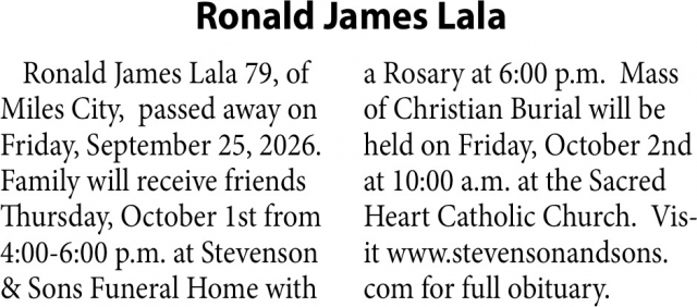 In Loving Memory, Ronald James Lala