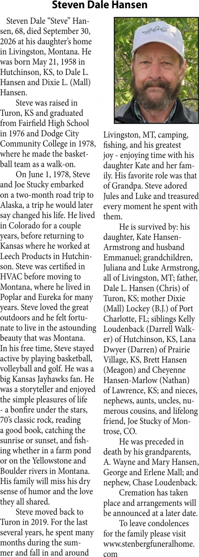 In Loving Memory, Steven Dale Hansen