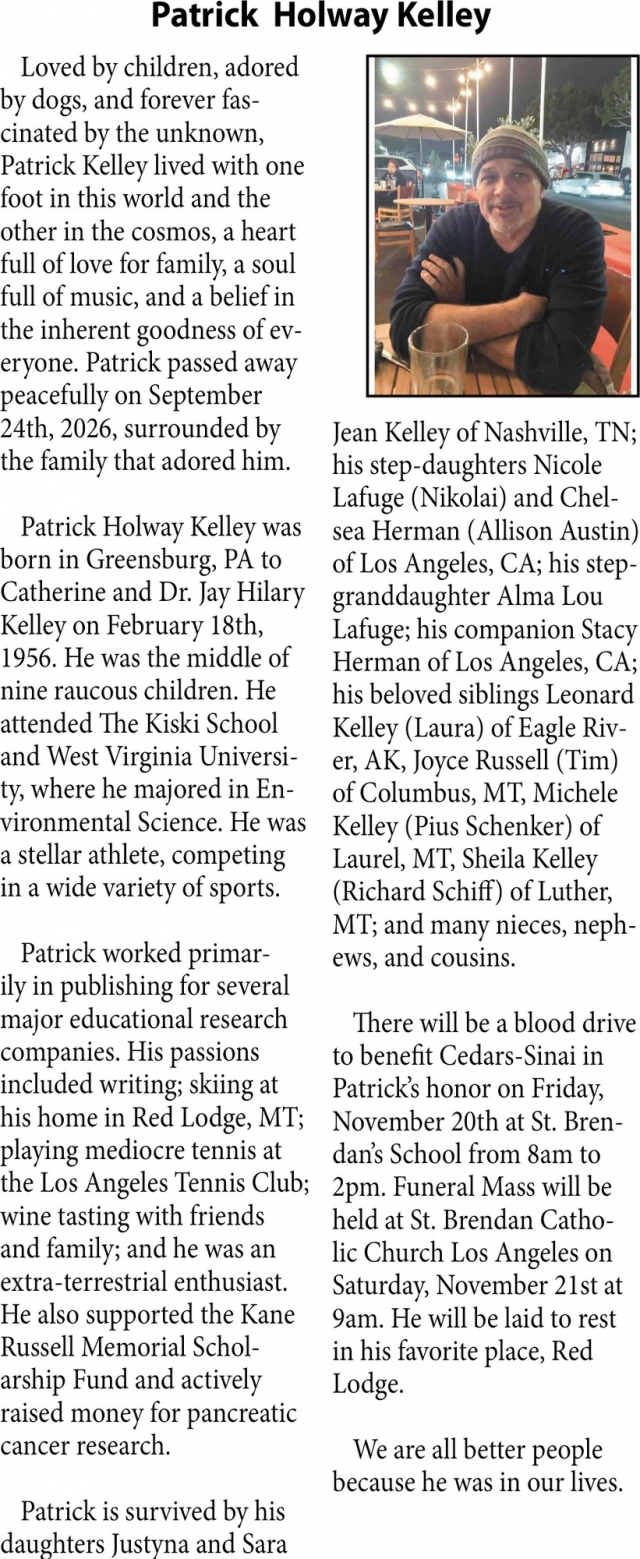 In Loving Memory, Patrick Holway Kelley