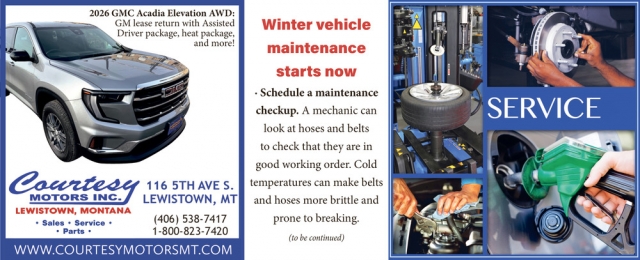 Book Your Winter Checkup, Courtesy Motors Inc