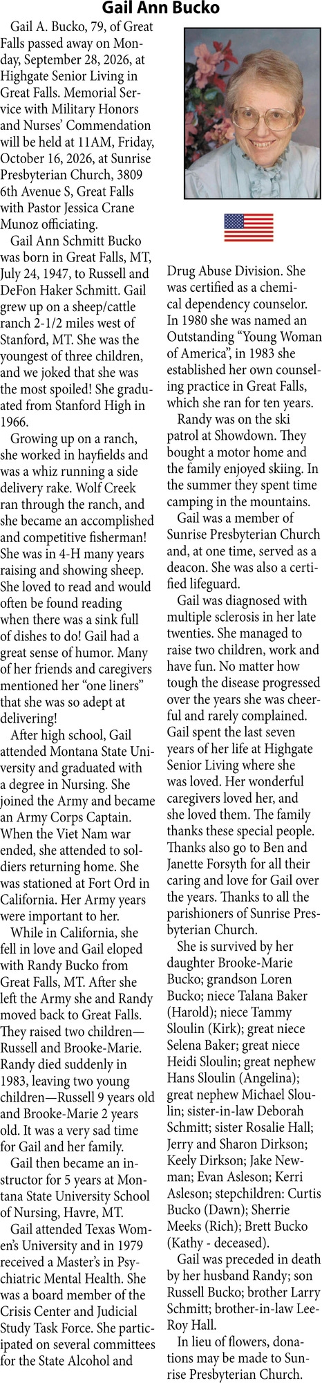 In Loving Memory, Gail Ann Bucko