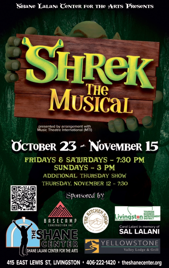 Get Tickets to Shrek Live, The Shane Center, Livingston, MT