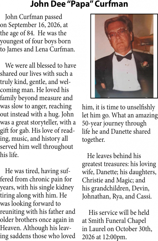Celebration of Life, John Dee Curfman