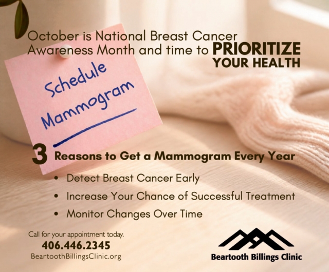 Schedule Your Mammogram, Beartooth Billings Clinic, Red Lodge, MT