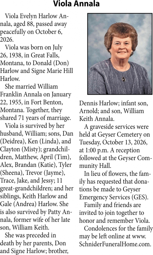 In Loving Memory, Viola Annala