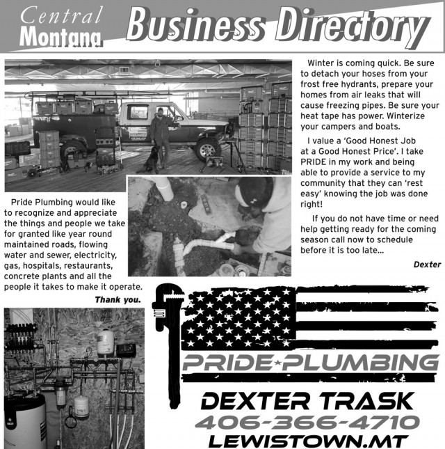 Local Plumber You Can Trust, Pride Plumbing, Lewistown, MT