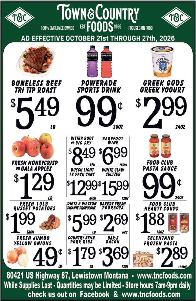 Weekly Deals You Can't Miss, Town & Country Foods - Lewiston, Lewistown, MT