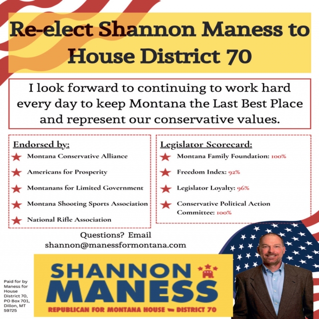 Re-elect Your House Voice, Shannon Maness, Dillon, MT