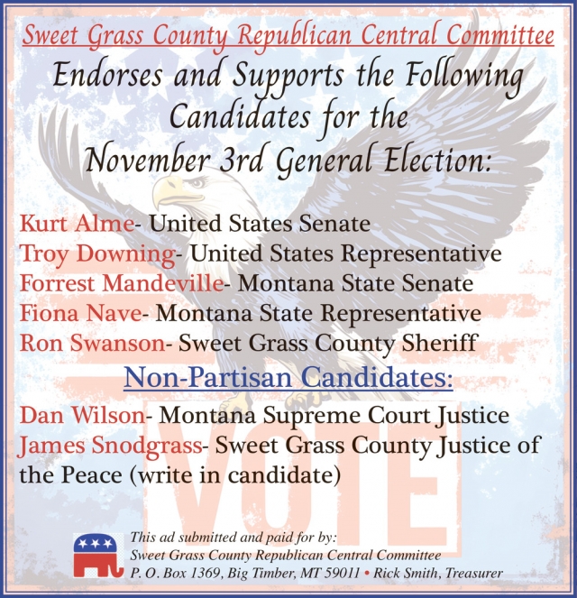 Know Your Ballot Before You Vote, Sweet Grass County Republican Central Committee, Big Timber, MT