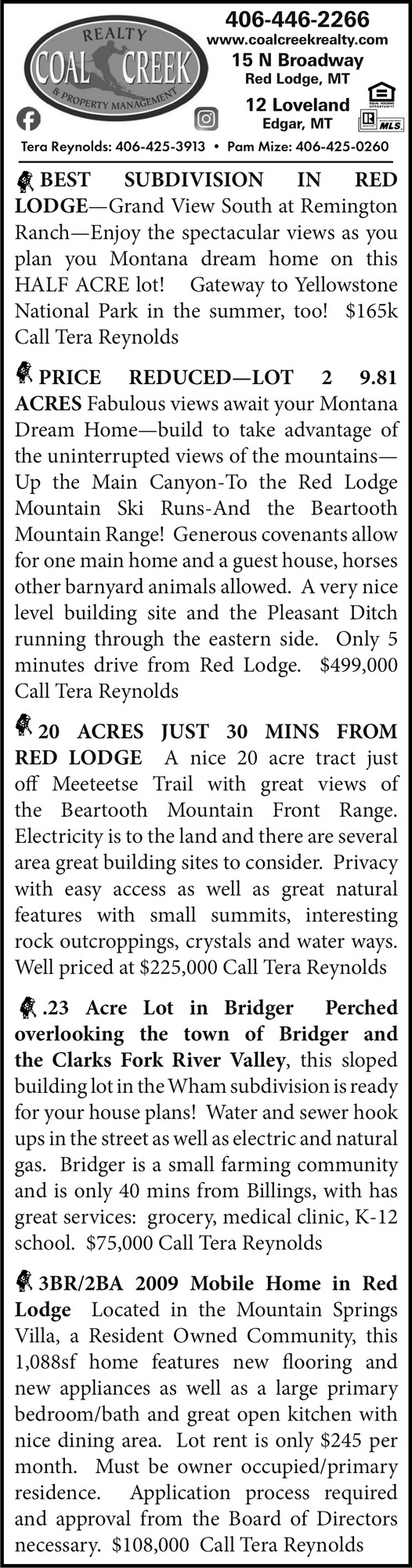 Build Your Dream Home Here, Coal Creek Realty & Property Management, Edgar, MT