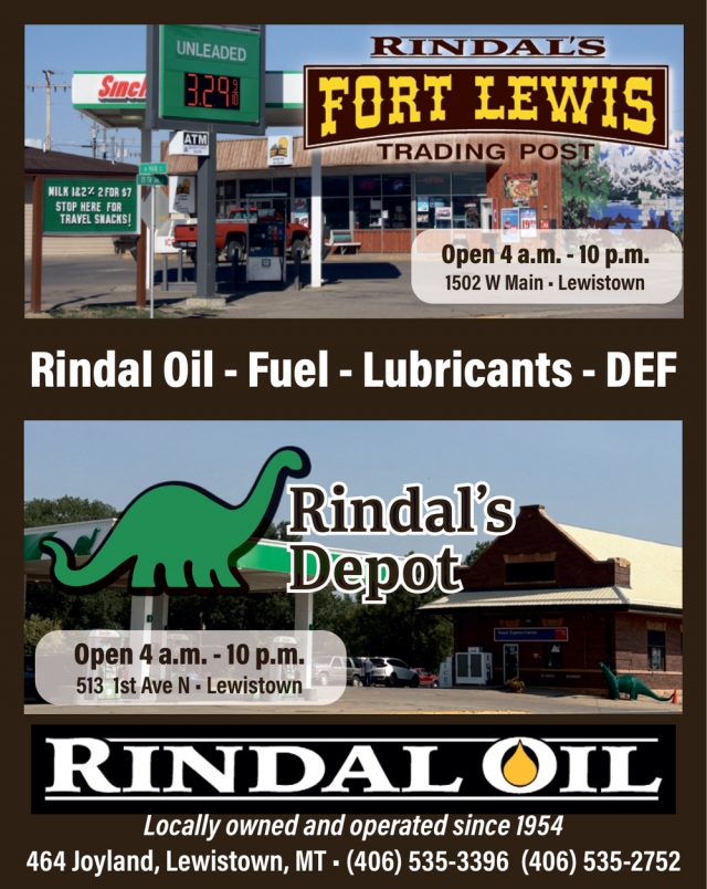 Your Local Oil & Fuel Source, Rindals Fort Lewis / Country Corner, Lewistown, MT
