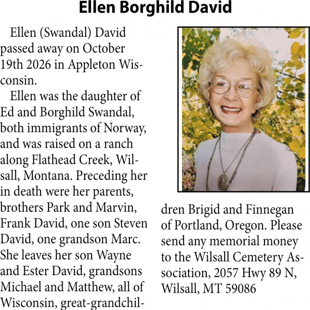 Celebration of Life, Ellen Borghild David